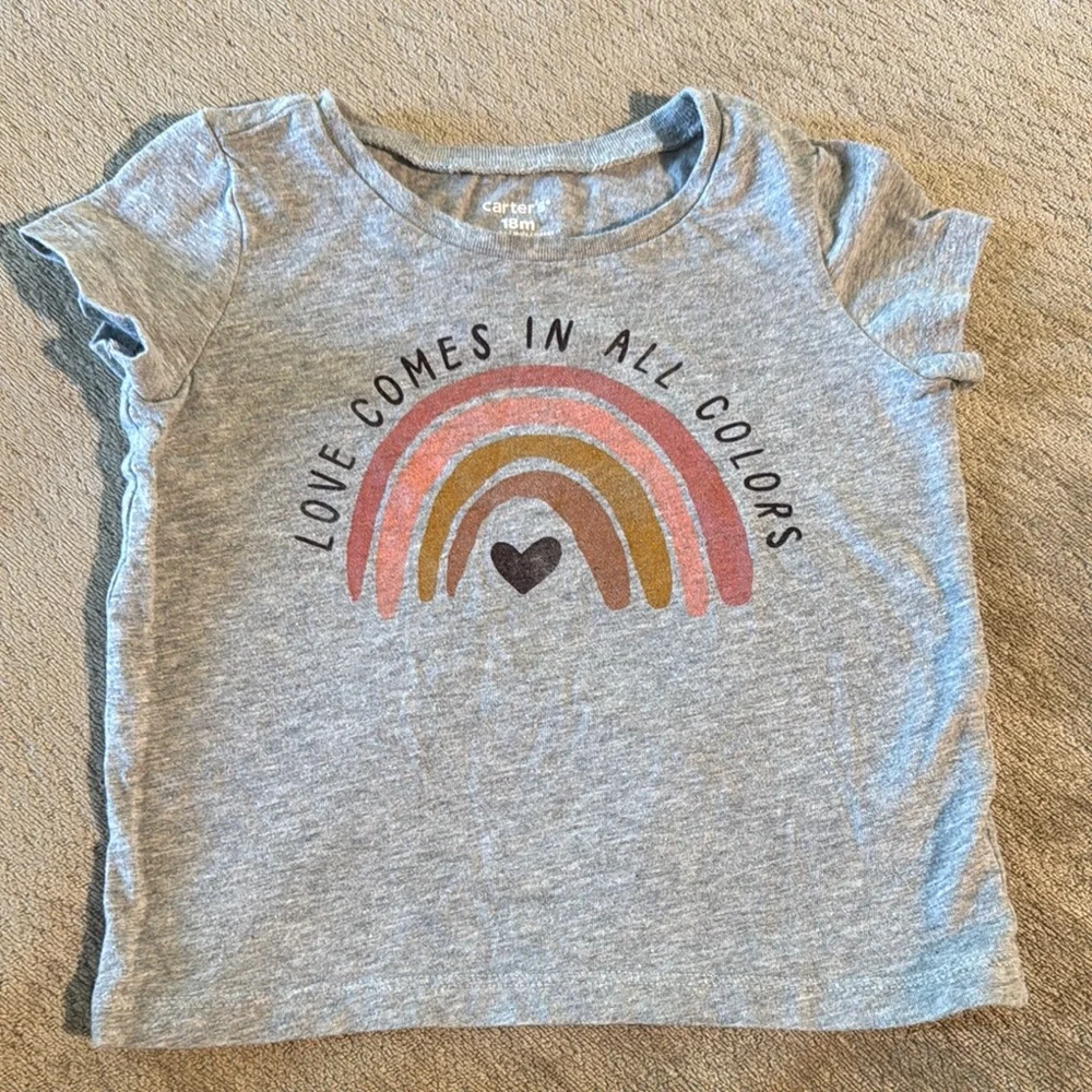 Carter's Gray Kids T-Shirt with Rainbow Design